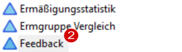 Eintrag „Feedback“ in der Auswertungsübersicht