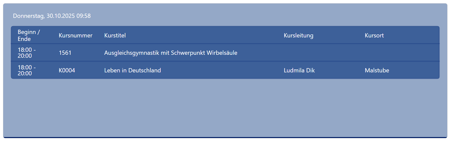 Schrifteinstellungen des InfoScreens