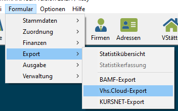 Aufrufen des vhs.cloud-Exports