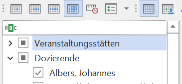 Screenshot: Nach Dozenten filtern