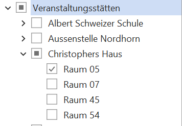 Screenshot: Nach Veranstaltungsstätten filtern