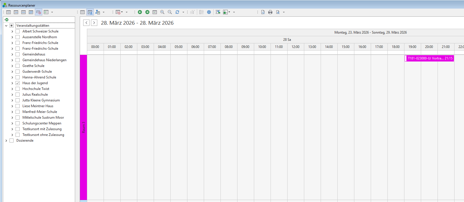 Screenshot: Raumfarbe im Ressourcenplaner