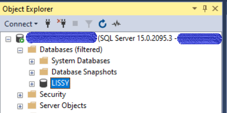 Screenshot: Datenbank im Object-Explorer
