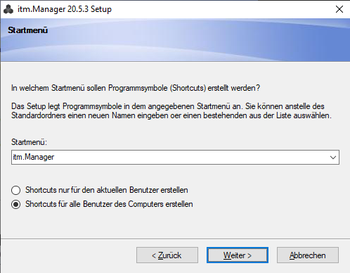 Screenshot: Eintrag im Start-Menü auswählen