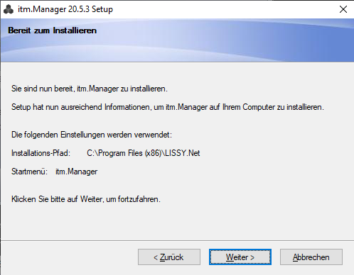 Screenshot: Programmverzeichnis vor Setup auswählen